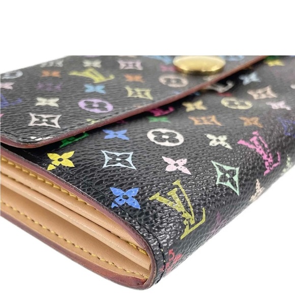Louis Vuitton Takashi Murakami Sarah Multicolored Monogram Wallet Black LV OS - Picture 5 of 16